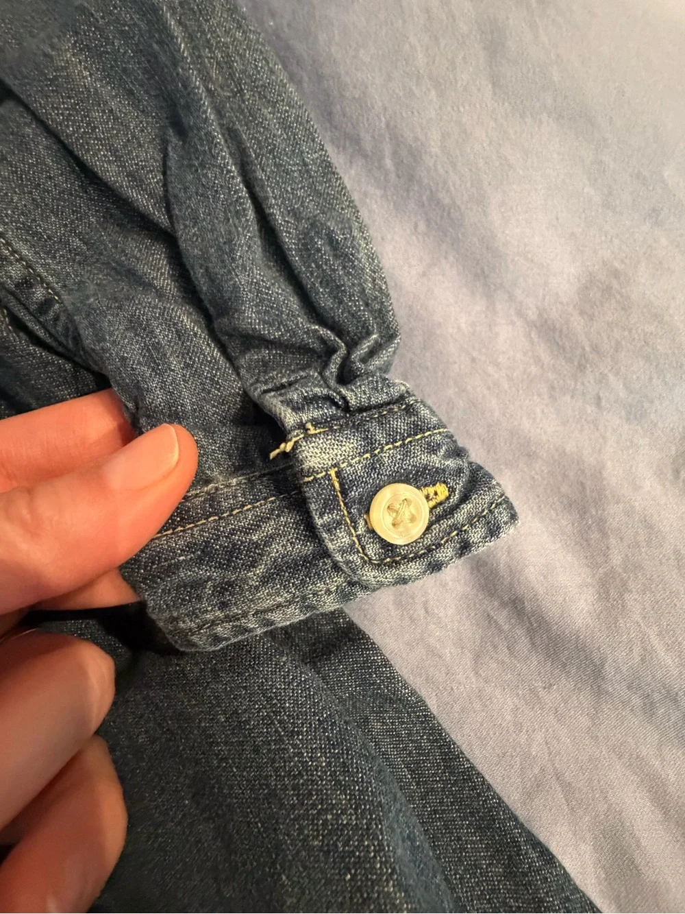 EUC Ralph Lauren Girls' Denim Shirt Dress with Bloomer - Blue (18 months)